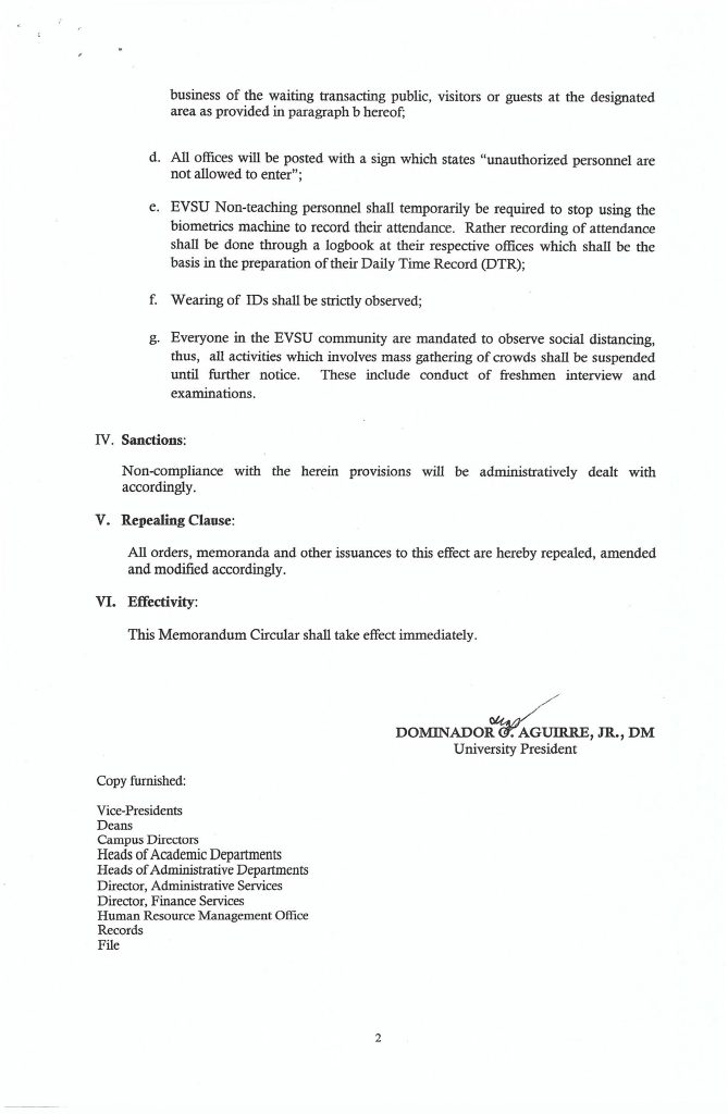 Memorandum Circular No. 001-A, S. 2020 (Supplemental COVID-19 Precautionary Measures)