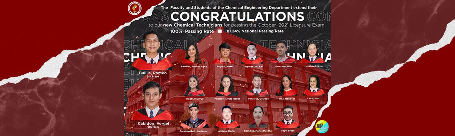 Congratulations! New Chemical Technicians for passing the October 2021 Licensure Exam