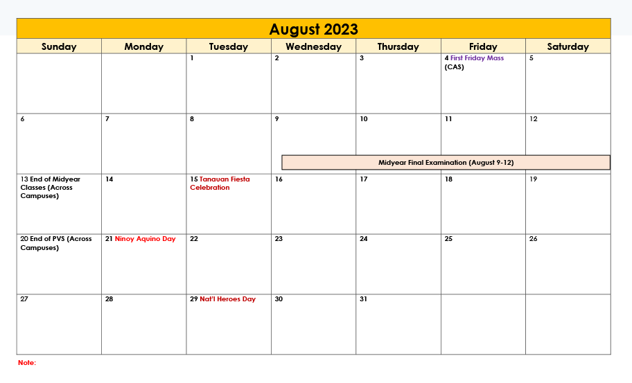 University Academic Calendar (A.Y. 2022-2023) • Eastern Visayas State