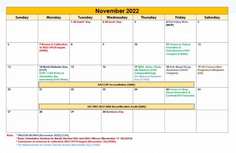 University Academic Calendar (A.Y. 2022-2023) • Eastern Visayas State