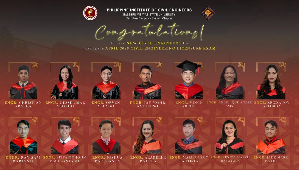 Congratulations! To our New Civil Engineers for passing the April 2023 Civil Engineering Licensure Exam