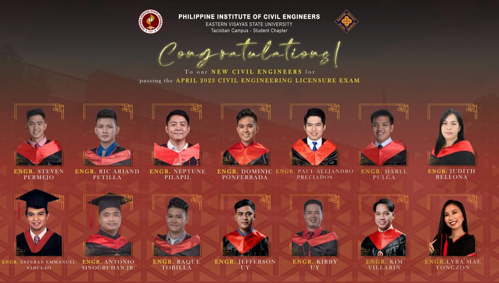 Congratulations! To our New Civil Engineers for passing the April 2023 Civil Engineering Licensure Exam