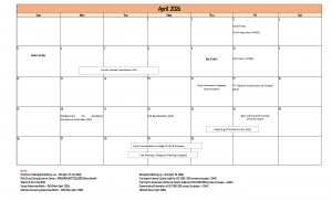Calendar of Activities (A.Y. 2025-2026)