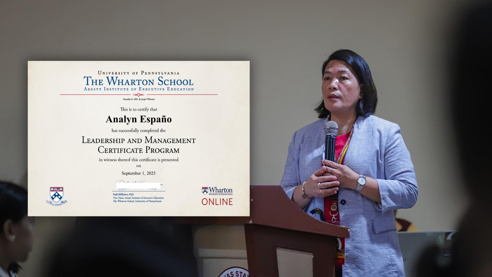 EVSU VP Españo completes Wharton leadership program under CHED-HUSAY