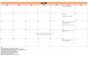 Calendar of Activities (A.Y. 2026-2027)