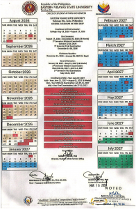 Calendar of Activities (A.Y. 2026-2027)