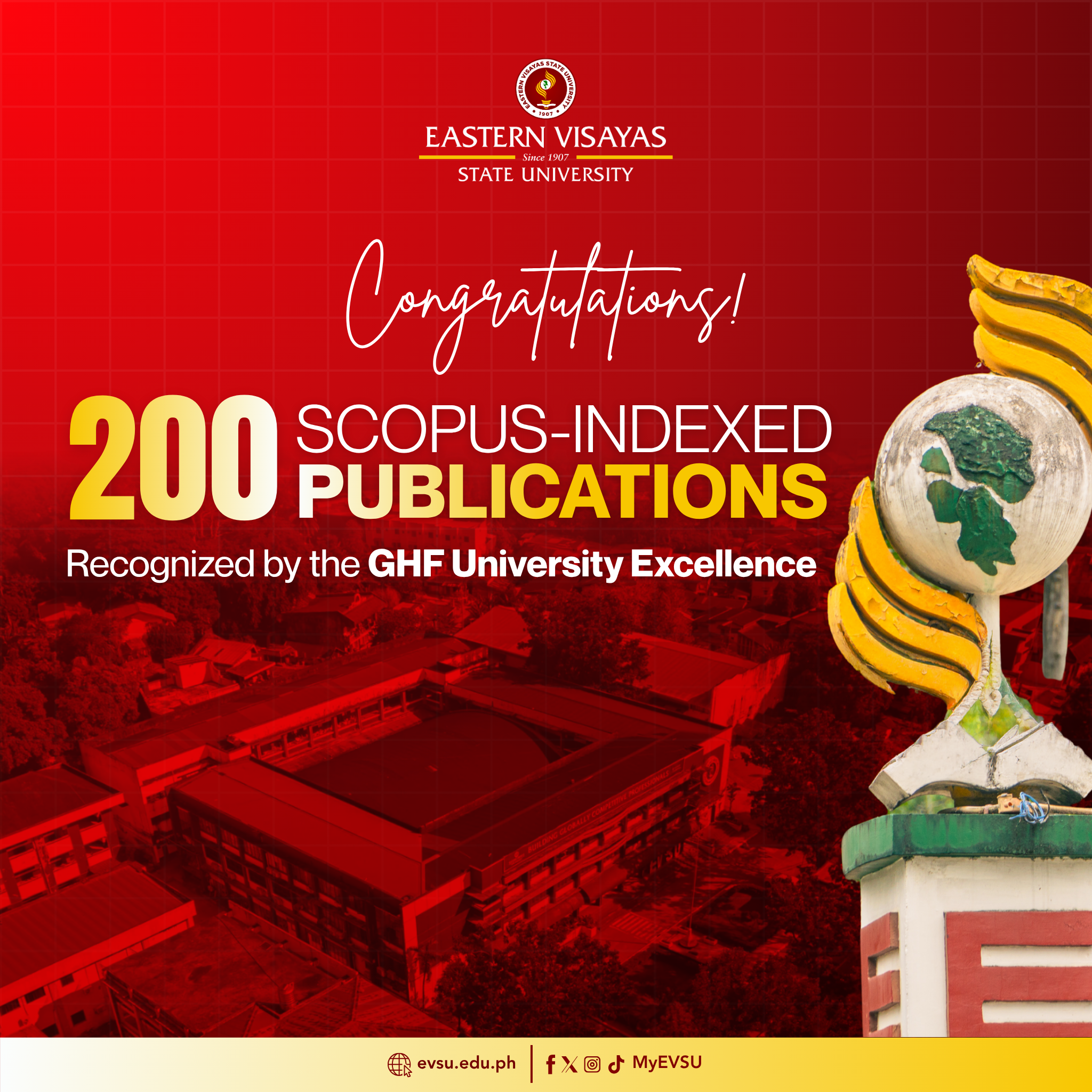 EVSU officially hits 200 Scopus indexed publications; receives GHF university excellence award