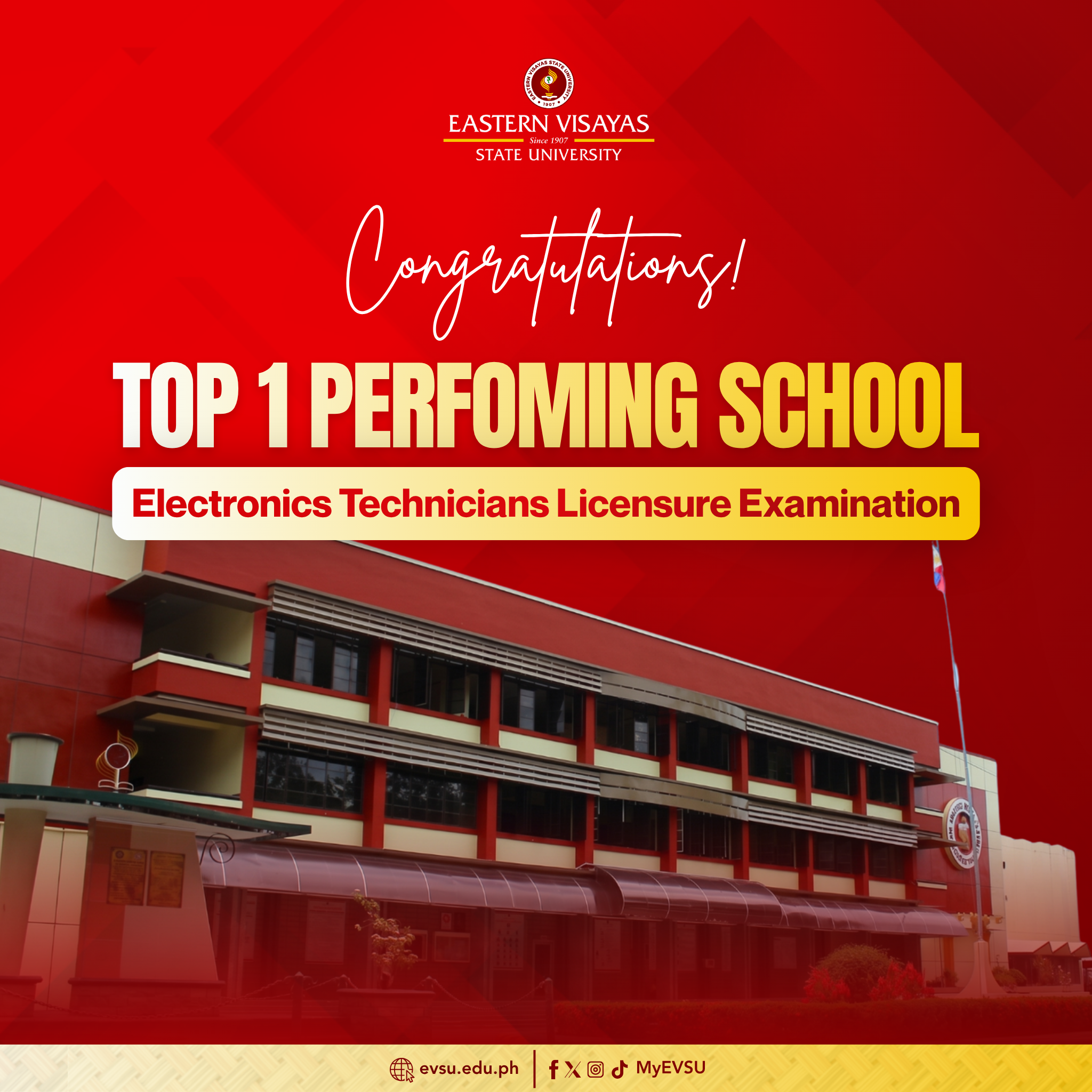 EVSU ranks no. 1 nationwide in October 2026 Electronics Technician board exam